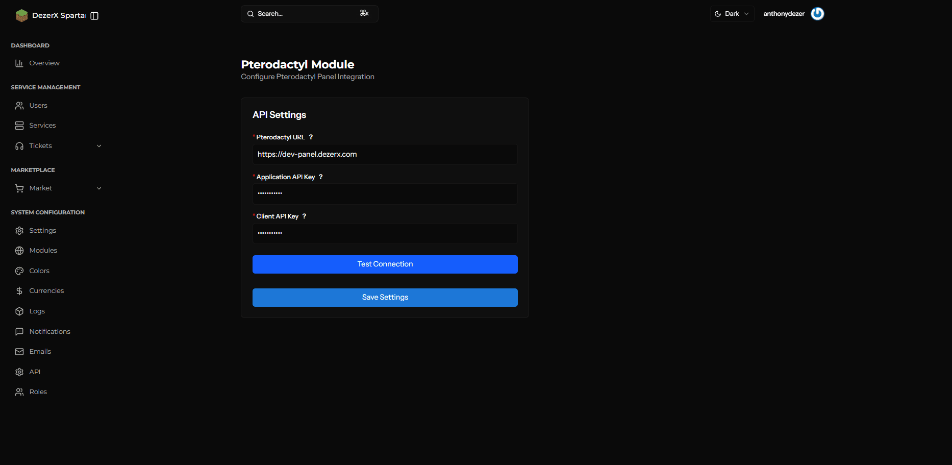Spartan Configuration Panel